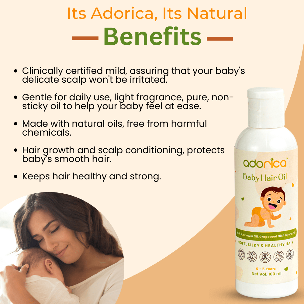 Adorica Baby Hair Oil: Natural Nourishment for Soft, Strong Hair-100ML